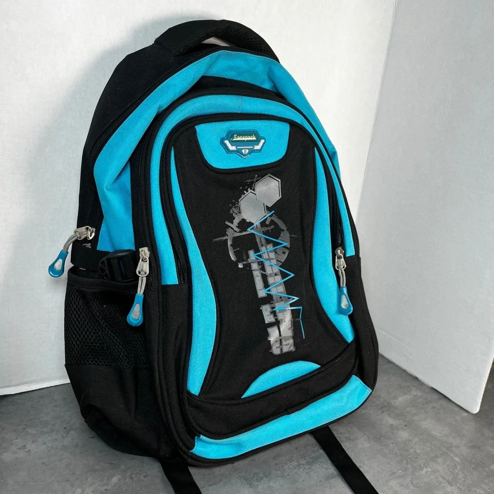 Fanspack Blue Black‎ Multi-Pocket School Travel Backpack with Reflective Straps